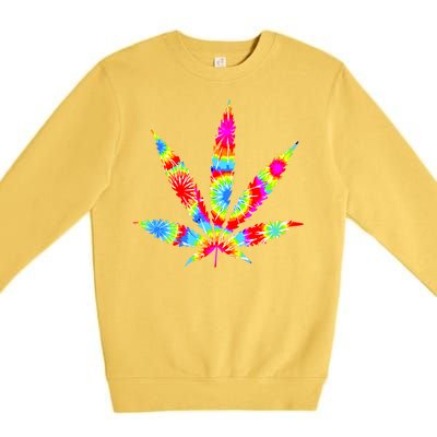 Tie Dyed Weed Symbol Premium Crewneck Sweatshirt