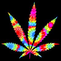 Tie Dyed Weed Symbol Stripe Pom Pom Beanie