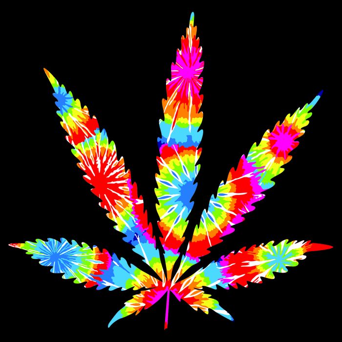 Tie Dyed Weed Symbol Stripe Pom Pom Beanie