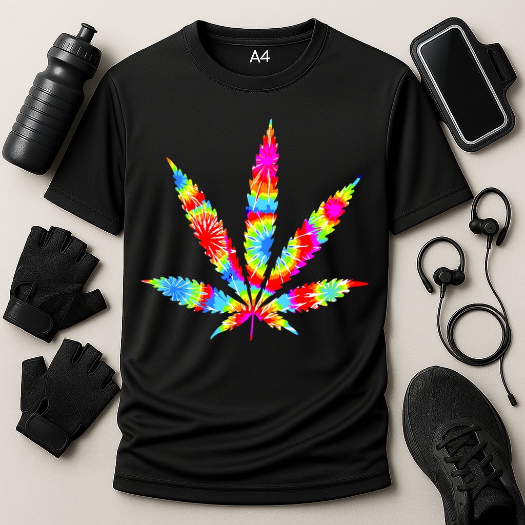 Tie Dyed Weed Symbol Performance Shirt