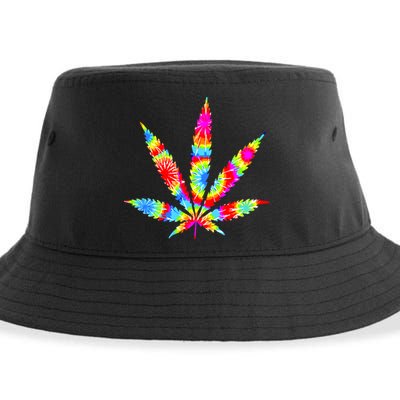Tie Dyed Weed Symbol Sustainable Bucket Hat