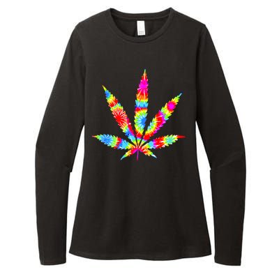 Tie Dyed Weed Symbol Womens CVC Long Sleeve Shirt