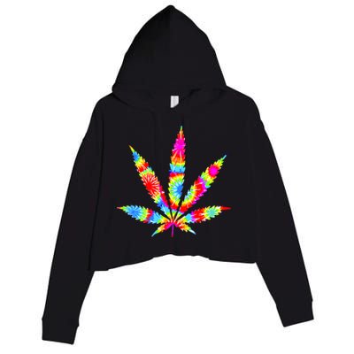 Tie Dyed Weed Symbol Crop Fleece Hoodie