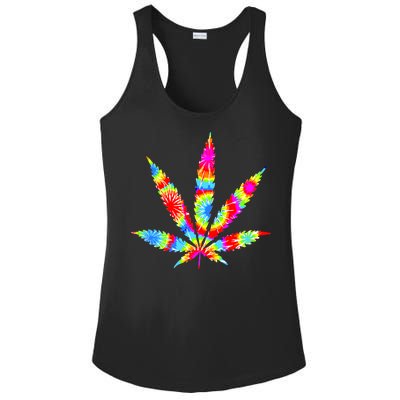 Tie Dyed Weed Symbol Ladies PosiCharge Competitor Racerback Tank