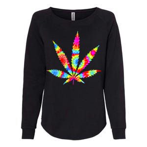 Tie Dyed Weed Symbol Womens California Wash Sweatshirt