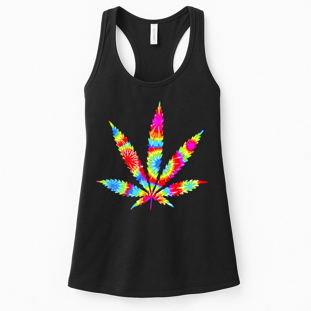 Tie Dyed Weed Symbol Womens Tank Top