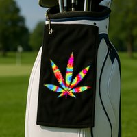 Tie Dyed Weed Symbol Golf Towel