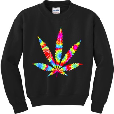 Tie Dyed Weed Symbol Kids Sweatshirt
