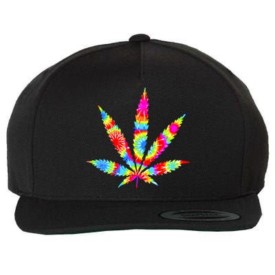 Tie Dyed Weed Symbol Wool Snapback Cap