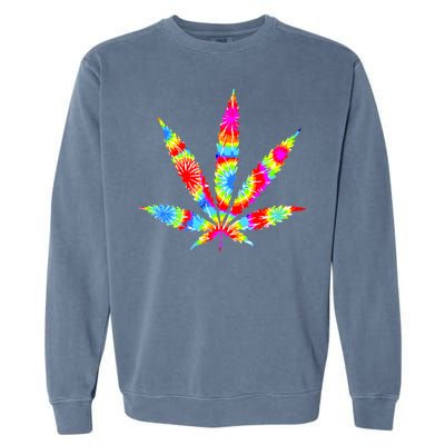 Tie Dyed Weed Symbol Garment-Dyed Sweatshirt