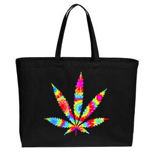 Tie Dyed Weed Symbol Cotton Canvas Jumbo Tote