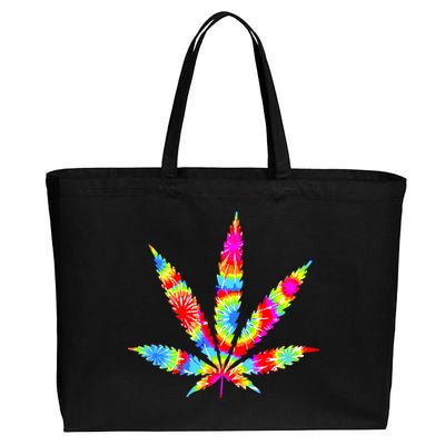 Tie Dyed Weed Symbol Cotton Canvas Jumbo Tote