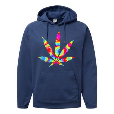 Tie Dyed Weed Symbol Performance Fleece Hoodie