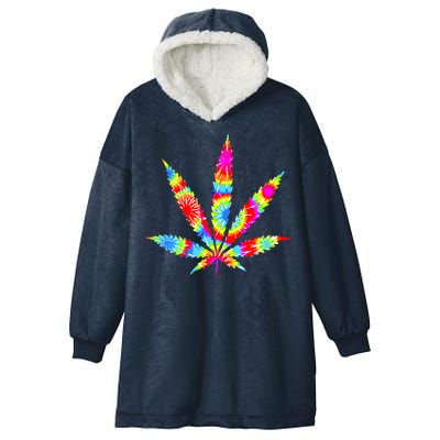 Tie Dyed Weed Symbol Hooded Wearable Blanket