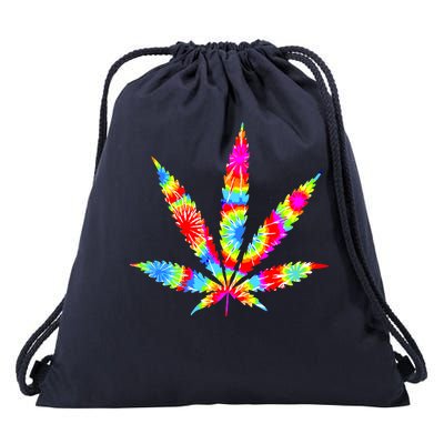 Tie Dyed Weed Symbol Drawstring Bag