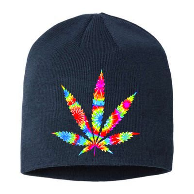 Tie Dyed Weed Symbol Sustainable Beanie