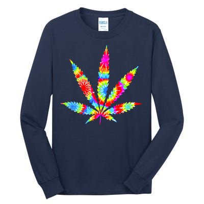 Tie Dyed Weed Symbol Tall Long Sleeve T-Shirt