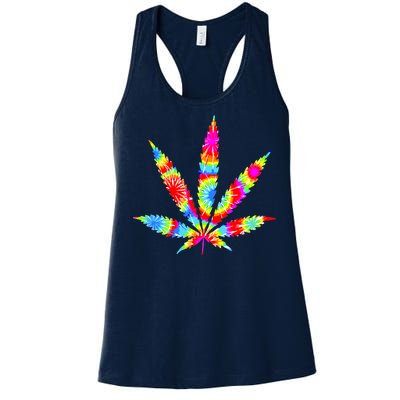 Tie Dyed Weed Symbol Women's Racerback Tank