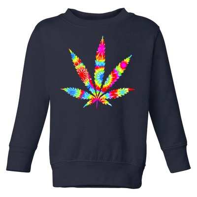 Tie Dyed Weed Symbol Toddler Sweatshirt