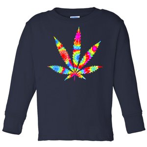 Tie Dyed Weed Symbol Toddler Long Sleeve Shirt