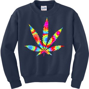 Tie Dyed Weed Symbol Kids Sweatshirt