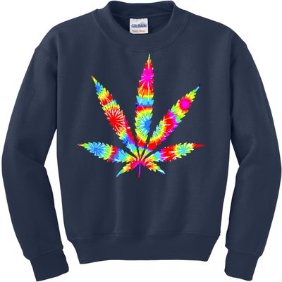 Tie Dyed Weed Symbol Kids Sweatshirt