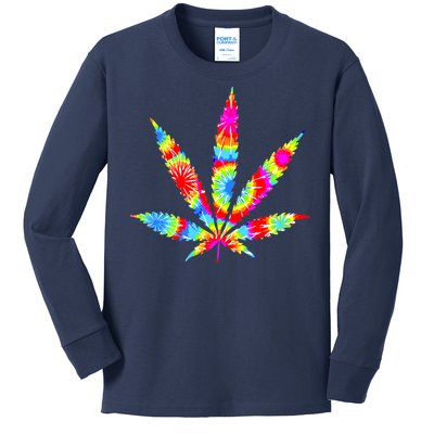 Tie Dyed Weed Symbol Kids Long Sleeve Shirt