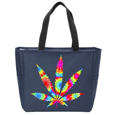 Tie Dyed Weed Symbol Zip Tote Bag