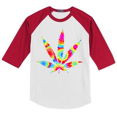 Tie Dyed Weed Symbol Kids Colorblock Raglan Jersey