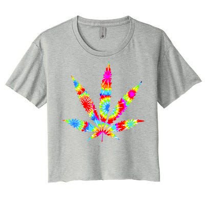 Tie Dyed Weed Symbol Women's Crop Top Tee