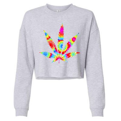 Tie Dyed Weed Symbol Cropped Pullover Crew