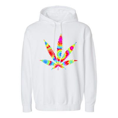 Tie Dyed Weed Symbol Garment-Dyed Fleece Hoodie