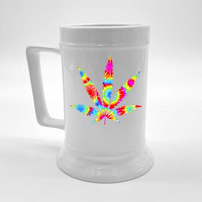 Tie Dyed Weed Symbol Beer Stein