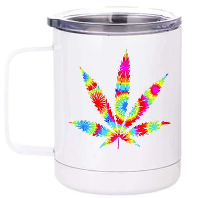 Tie Dyed Weed Symbol 12 oz Stainless Steel Tumbler Cup