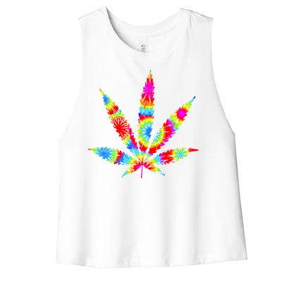 Tie Dyed Weed Symbol Women's Racerback Cropped Tank