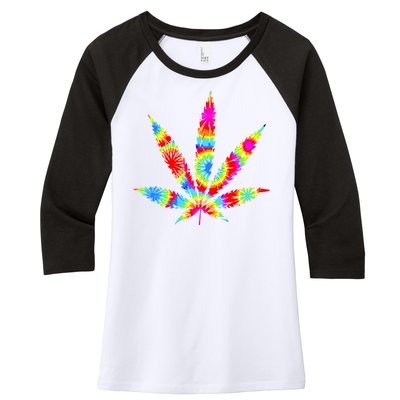 Tie Dyed Weed Symbol Women's Tri-Blend 3/4-Sleeve Raglan Shirt