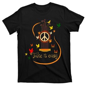 Take It Easy Guitar Peace Sign Hippie T-Shirt