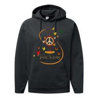 Take It Easy Guitar Peace Sign Hippie Design Performance Fleece Hoodie