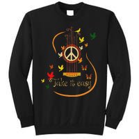 Take It Easy Guitar Peace Sign Hippie Design Sweatshirt