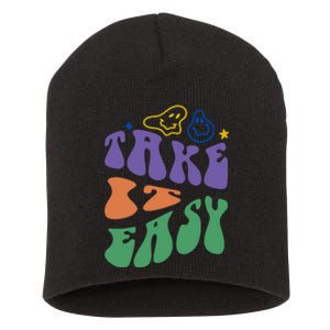 Take It Easy Retro Smile Short Acrylic Beanie