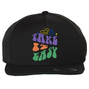 Take It Easy Retro Smile Wool Snapback Cap