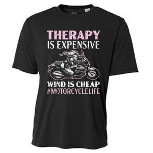 Therapy Is Expensive Wind Is Cheap Motorcycle Life Cooling Performance Crew T-Shirt