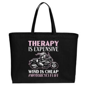 Therapy Is Expensive Wind Is Cheap Motorcycle Life Cotton Canvas Jumbo Tote