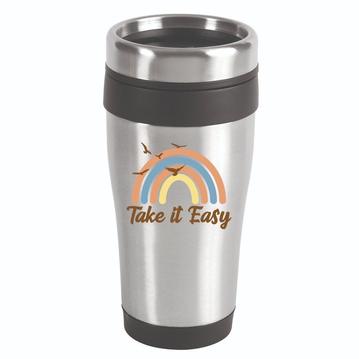 Take It Easy Rainbow Mental Health 16oz Travel Tumbler