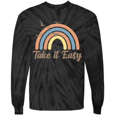 Take It Easy Rainbow Mental Health Tie-Dye Long Sleeve Shirt