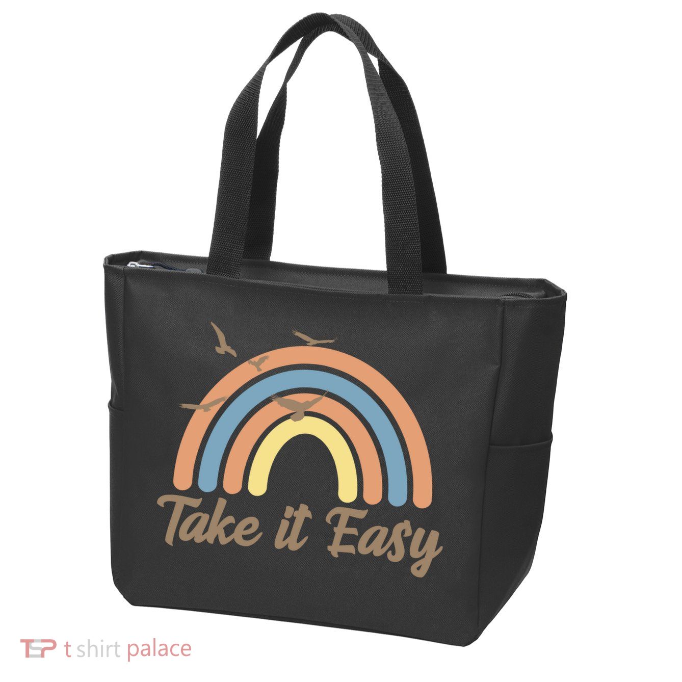 Take It Easy Rainbow Mental Health Zip Tote Bag