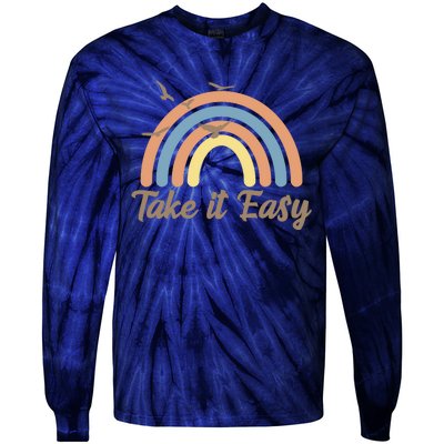 Take It Easy Rainbow Mental Health Tie-Dye Long Sleeve Shirt