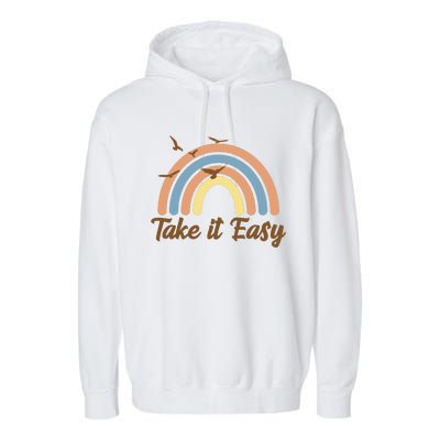 Take It Easy Rainbow Mental Health Garment-Dyed Fleece Hoodie