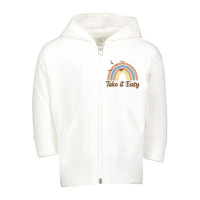 Take It Easy Rainbow Mental Health Toddler Zip Fleece Hoodie