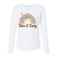 Take It Easy Rainbow Mental Health Womens Cotton Relaxed Long Sleeve T-Shirt